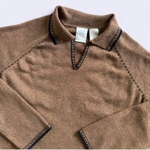 Vintage 90s Brown Sweater Emma James Preppy M Rugby Inspired